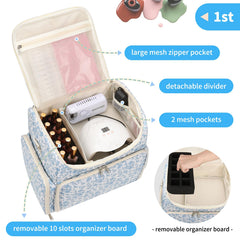 Cubetastic blue floral organizer open layout highlights removable pouches.