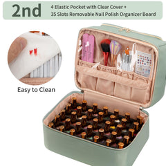 CUBETASTIC double-layer nail bag design maximizes space for polishes and tools.