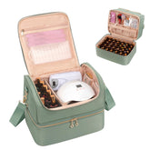 CUBETASTIC nail polish organizer case stores up to 45 bottles securely for on-the-go use.
