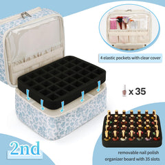 CUBETASTIC Nail Polish Organizer lower compartment houses 35 bottles plus tool pockets