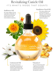 Cuccio Naturale cuticle oil dropper applying targeted nourishment to cuticles.
