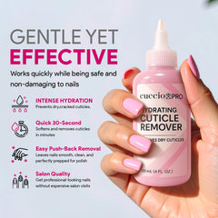 Cuccio Pro Cuticle Remover shows softened cuticles ready to push back.