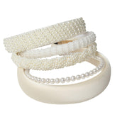 Cuizhiyu diadema con perlas blancas, brillo suave para bodas y peinados elegantes.