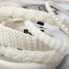 Cuizhiyu diadema con perlas blancas, diseño ligero para uso diario.