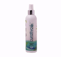 Close-up of Curativa Bay spray mist in action for simple skincare.