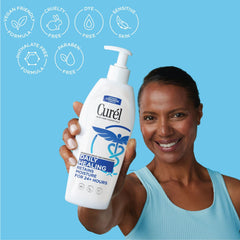 Curel Daily Healing hands-application demonstrates quick absorption on dry skin.