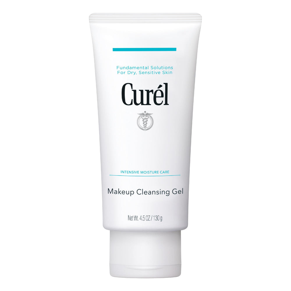 Curel gel desmaquillante facial elimina maquillaje resistente sin resecar la piel.