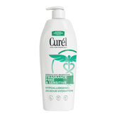 Curél hidratante cuerpo sin fragancia para piel seca, botella, hidratación duradera.