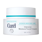Curel Intensive Face Moisturizer Cream bottle pour demonstrates easy application for dry, sensitive skin.
