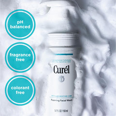 Curel makeup cleansing gel paired with foaming wash on skin