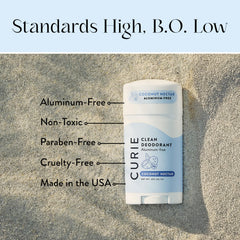 Curie Coconut Nectar deodorant stick close-up shows smooth texture for easy glide.