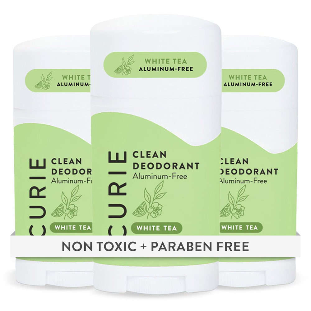 Desodorante Curie para mujer, barra de té blanco, aroma suave y duradero.