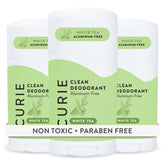 Desodorante Curie para mujer, barra de té blanco, aroma suave y duradero.