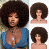 CURLCRAZY Afro wig with bangs in 70s style for daily natural look.