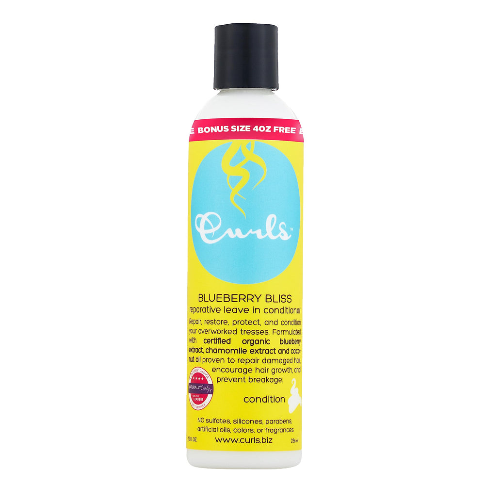 Curls Blueberry Bliss: botella de doce onzas para peinar rizos con suavidad.