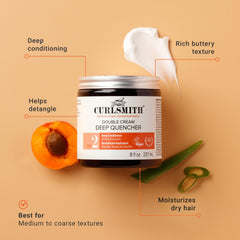 Close-up of creamy texture reveals butter-like consistency for detangling.