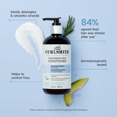 CURLSMITH fragrance-free conditioner ingredients with shea butter and coconut oil for nourishing curl care.