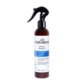Curlsmith Miracle Shield bottle releasing a protective mist for hair.