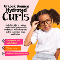 CurlyKids Curly Spray Condish aplicación en cabello húmedo para desenredar suave