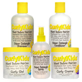 CurlyKids Super Detangle Spray Bundle display shows easy detangling for curly hair.