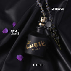 Curve Black bottle back reveals compact, portable packaging