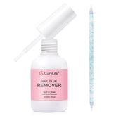Curvlife glue remover bottle with precision brush for quick nail glue removal.