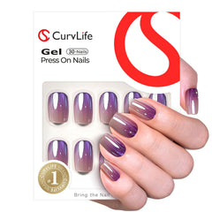 CurvLife uñas gel ombre morado con corte cuadrado para aspecto natural