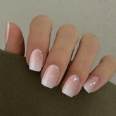 Curvlife uñas gel frances-gradiente rosa, acabado elegante para uso diario.