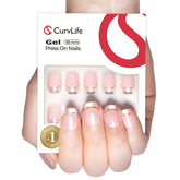 CurvLife: uñas gel suave con punta francesa y acabado brillante para uso diario.