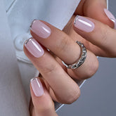 Curvlife uñas pegables marfil plata mediano, aspecto natural listo para usar