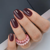 curvlife uñas postizas frances-corte-cuadrado vino rojo, acabado de salón