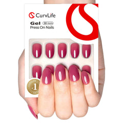 Curvlife Unas postizas gel suave con diseño de rosas rojas para un acabado natural