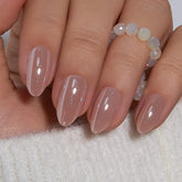 Curvlife uñas postizas: almendra desnuda con galaxia ojo de gato para looks elegantes.