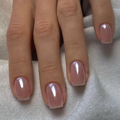 CurvLife uñas postizas rosa dama, diseño albaricoque, estilo corto y cuadrado para look duradero