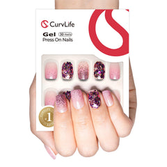 Curvlife uñas press-on acabado brillo, look moderno y duradero.