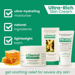Cutemol Emollient Cream hand application demonstrates quick absorption and moisturization.