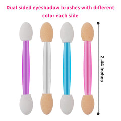Dual-sided sponge applicators with color differentiation to avoid cross-color mixing.