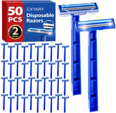 CXYARY 50-pack blue disposable razors for home or travel convenience.