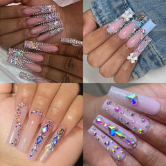 Cycullinyt flatback rhinestones in four sizes for versatile nail art