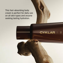 CYKLAR Fast absorption image showing cream sinking into skin for velvet-skin finish.