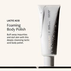 CYKLAR Lactic Acid Body Polish bottle angle, gentle chemical and physical exfoliation.