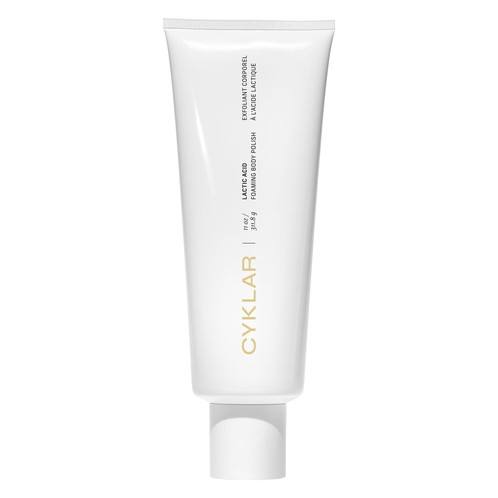 CYKLAR Lactic Acid Body Polish bottle front, fragrance-free exfoliation for smoother skin.
