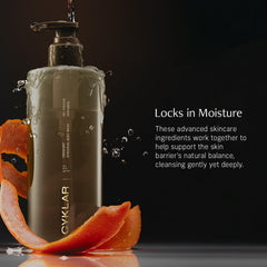 CYKLAR Sensorial Body Wash moisture-lock ingredients close-up for long-lasting skin moisture.