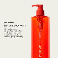 CYKLAR Naked Neroli pour demonstrates a rich lather that nourishes during cleansing.