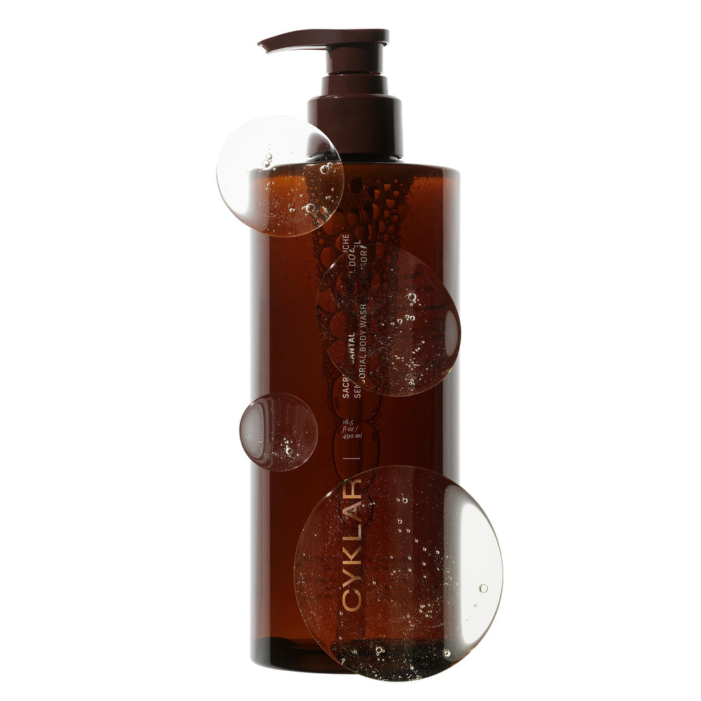 CYKLAR Sensorial Body Wash Sacred Santal bottle front with inviting cleanse and aroma