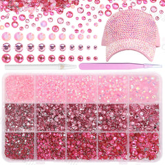 Cynailli pink rhinestones kit contents for easy crafting with tools