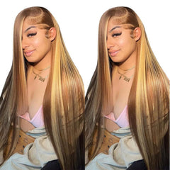 Cypha Ombre Lace Front Wig with 13x6 HD lace blends naturally for seamless scalp appearance.