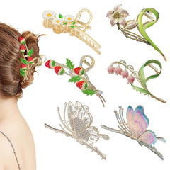 Pinza Cysincos para cabello mariposa metálica, sujeción estable para peinados duraderos.