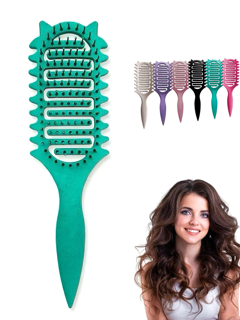 CZG Curl Defining Brush ergonomic handle aids comfortable detangling and curl shaping.