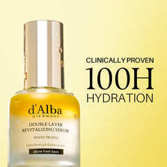 Closeup of d'alba Piedmont White Truffle Serum bottle for premium texture